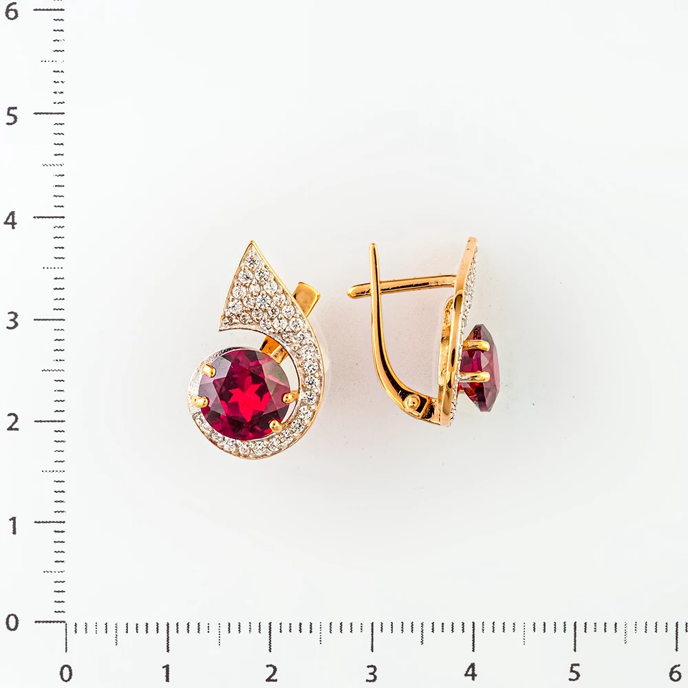 Серьги с ситаллом из красного золота 585 пробы