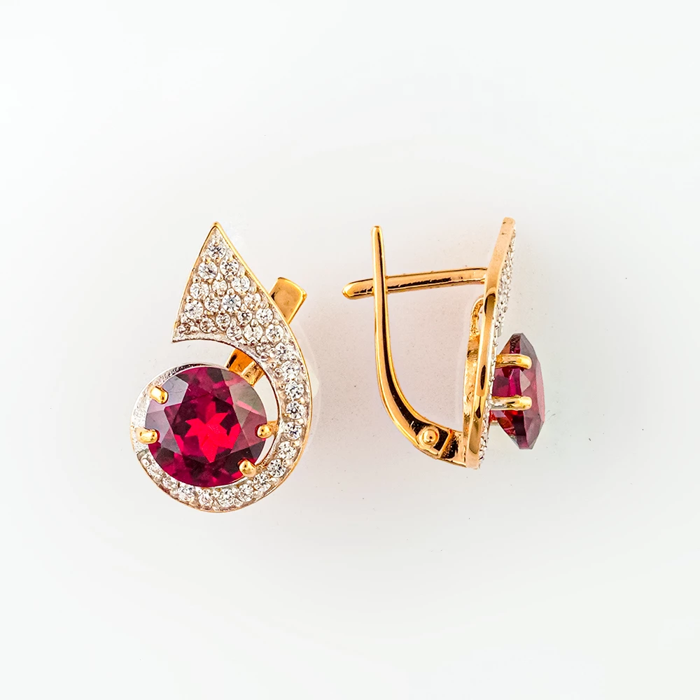 Серьги с ситаллом из красного золота 585 пробы