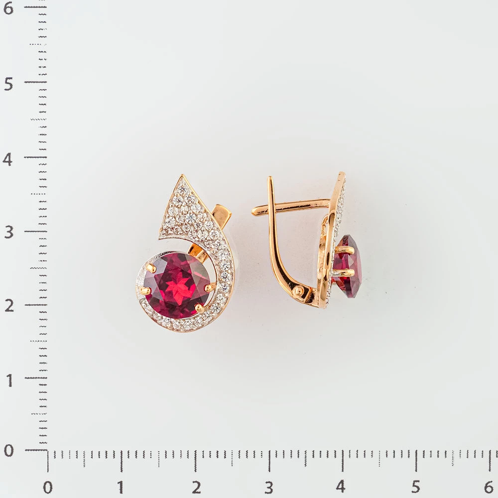 Серьги с ситаллом из красного золота 585 пробы