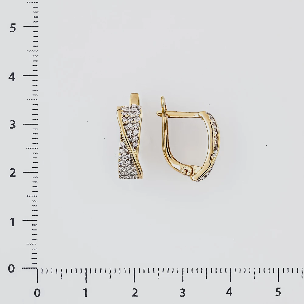 Серьги с фианитом из красного золота 585 пробы