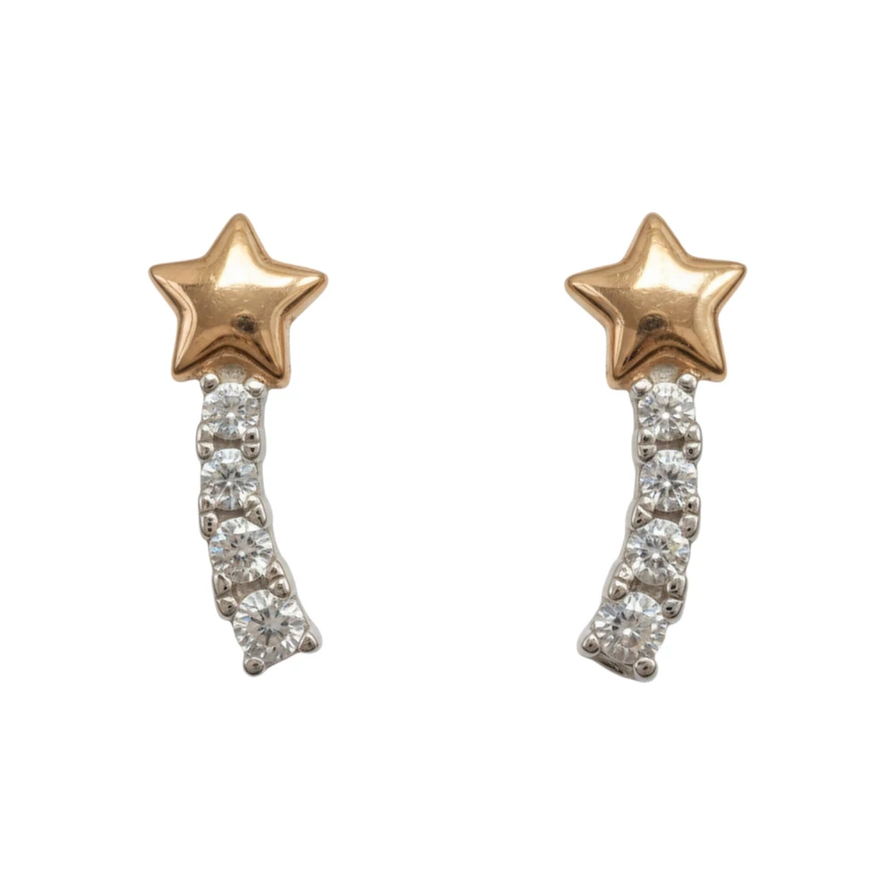 Серьги с фианитом из красного золота 585 пробы