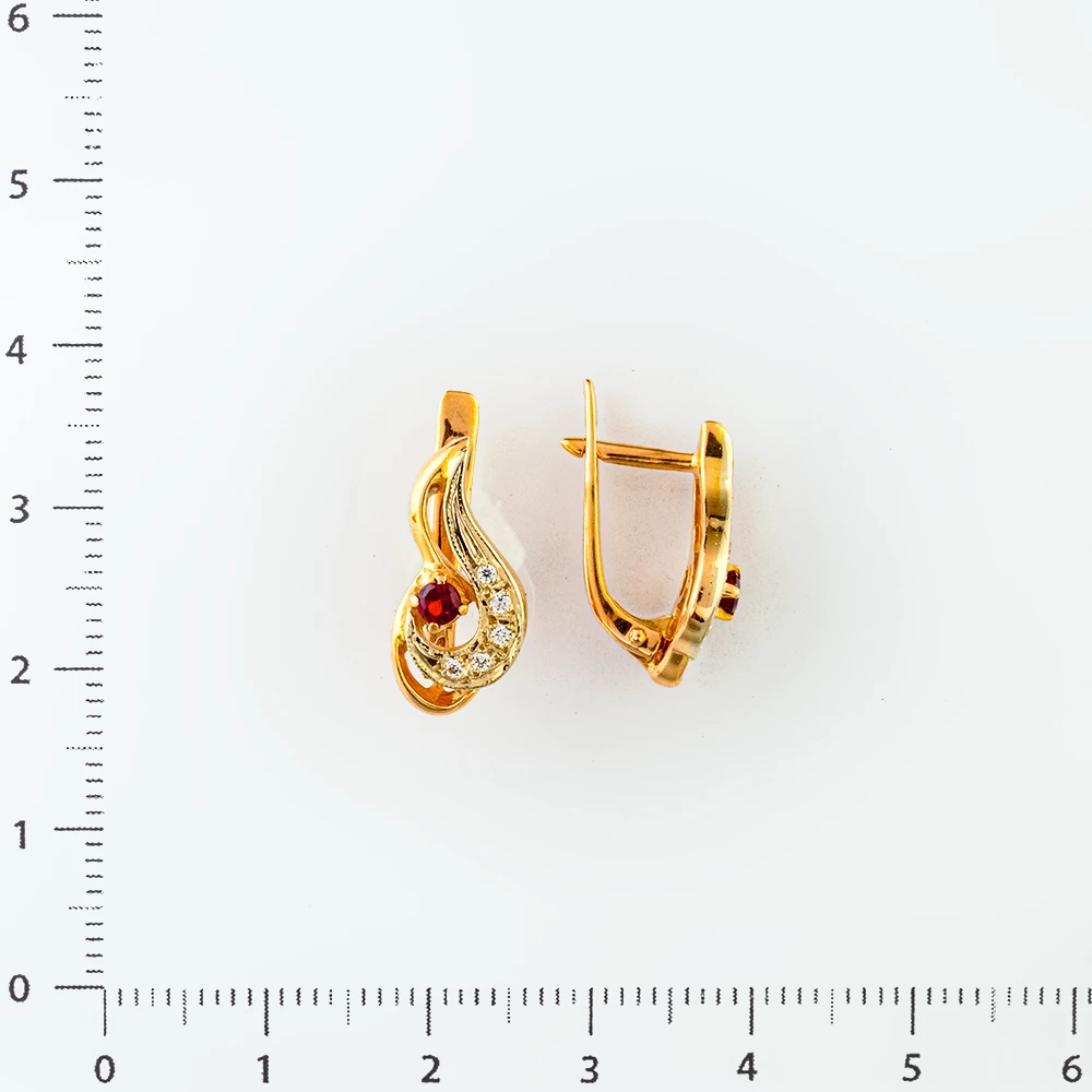 Серьги с гранатом из красного золота 585 пробы