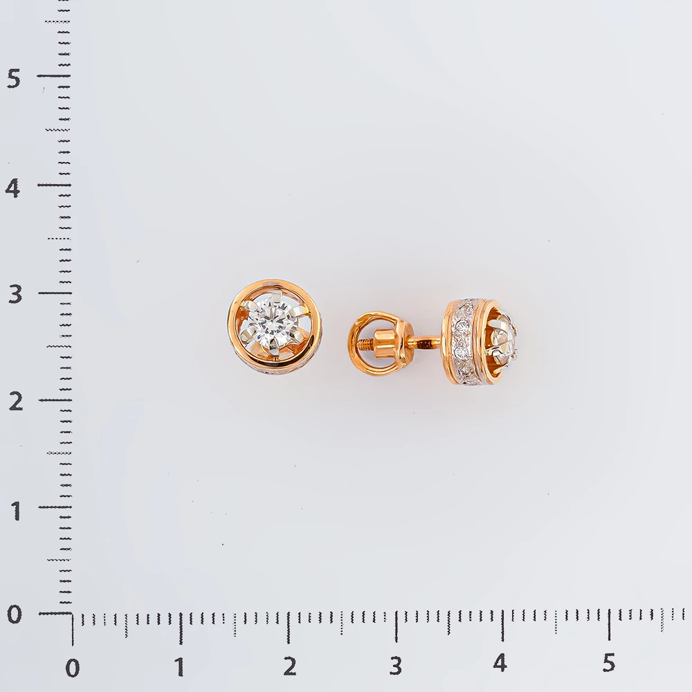 Серьги с фианитом из красного золота 585 пробы