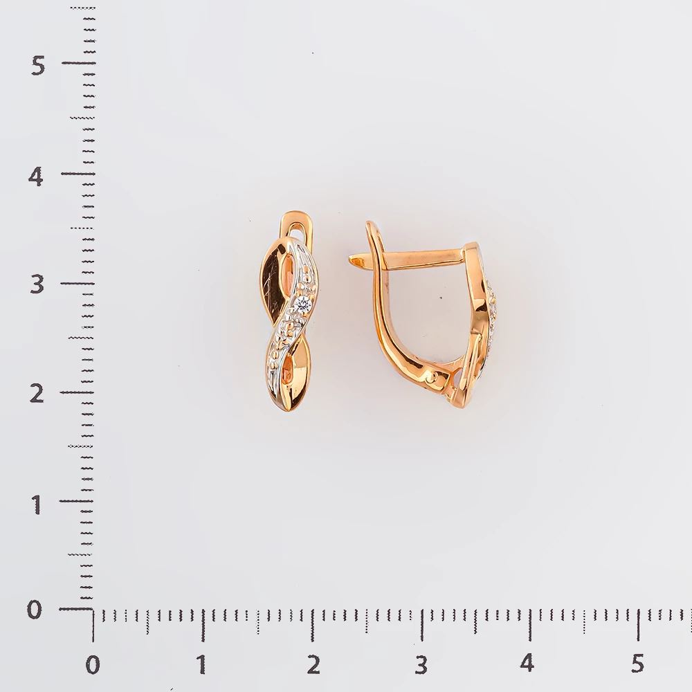 Серьги с фианитом из красного золота 585 пробы