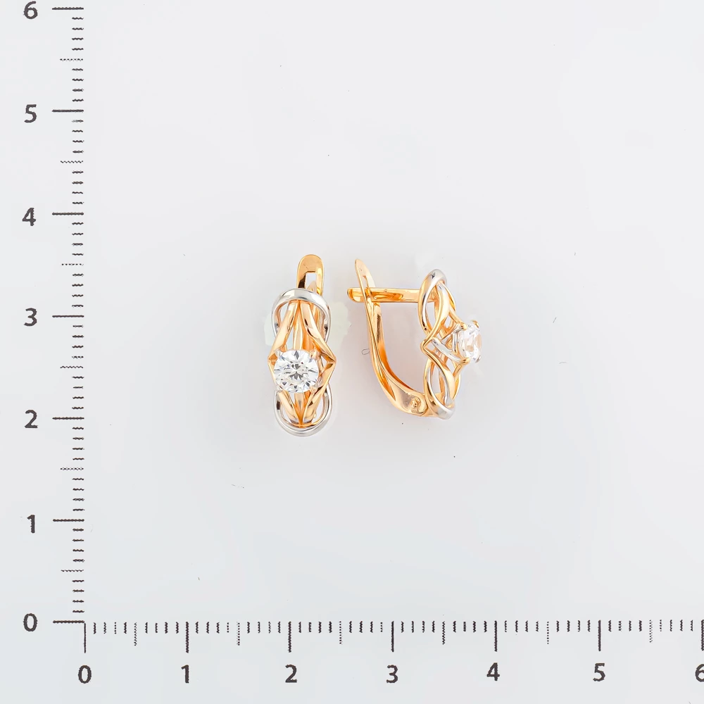 Серьги с фианитом из красного золота 585 пробы