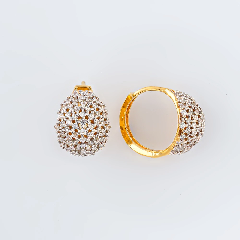 Серьги с фианитом из желтого золота 585 пробы 1