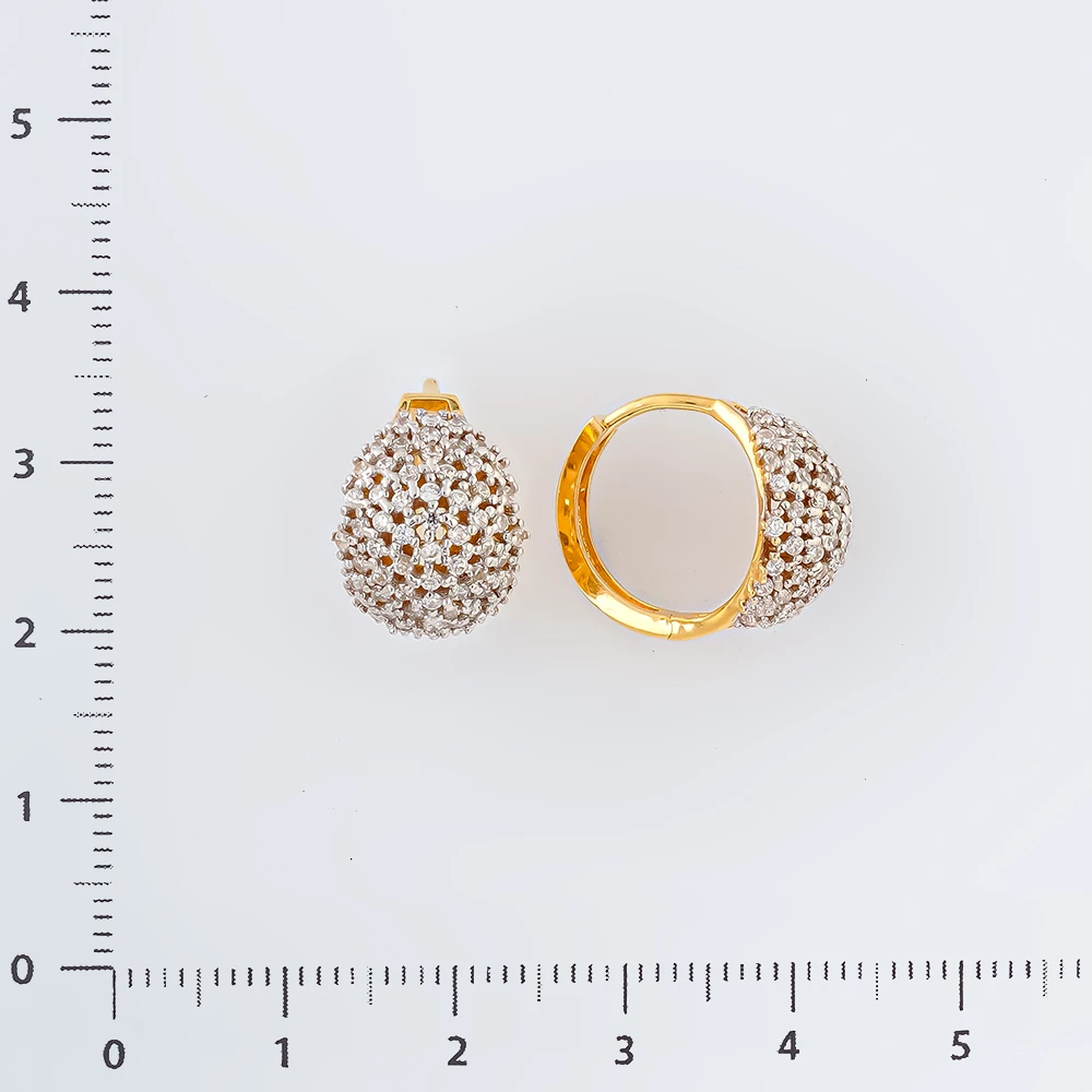 Серьги с фианитом из желтого золота 585 пробы 2