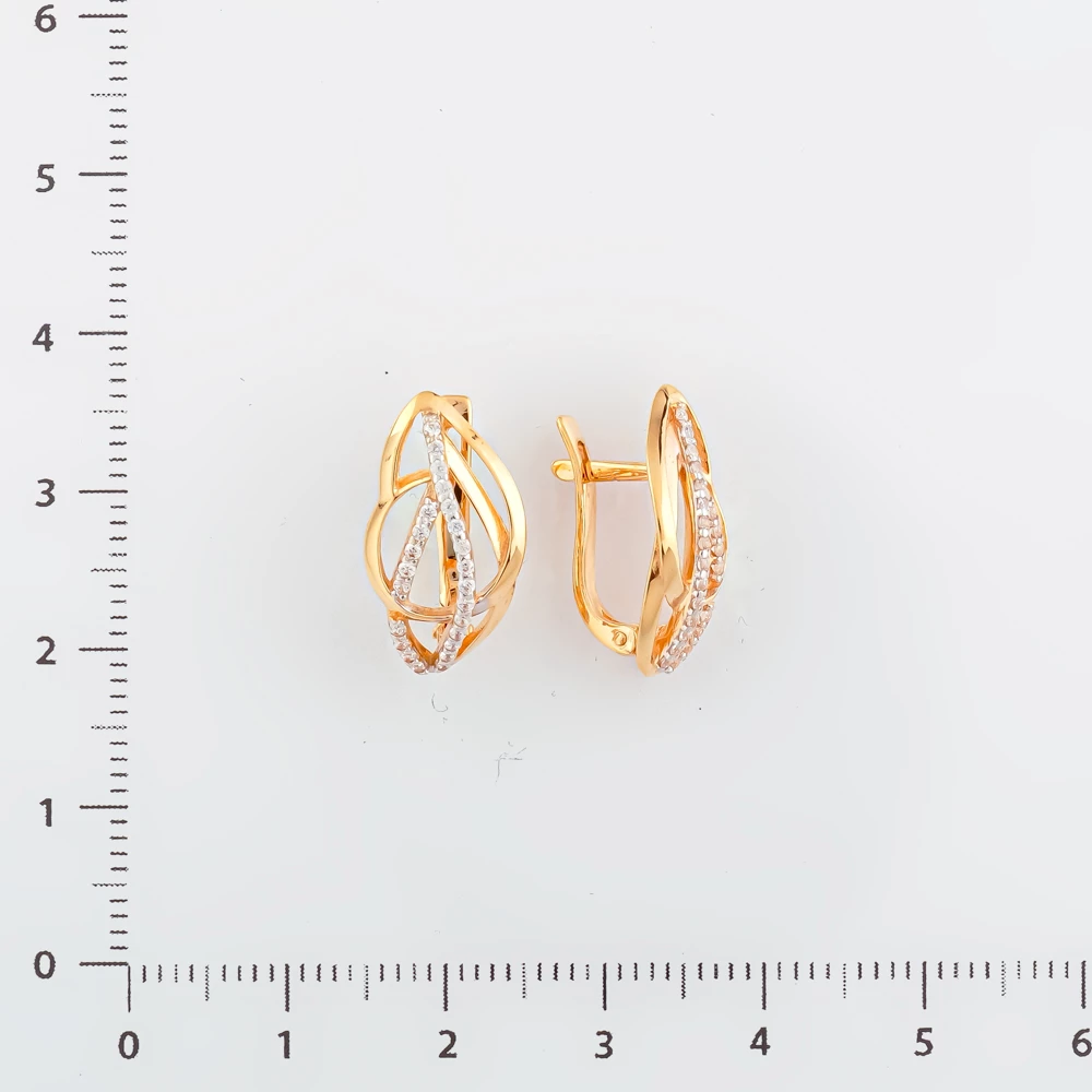 Серьги с фианитом из красного золота 585 пробы