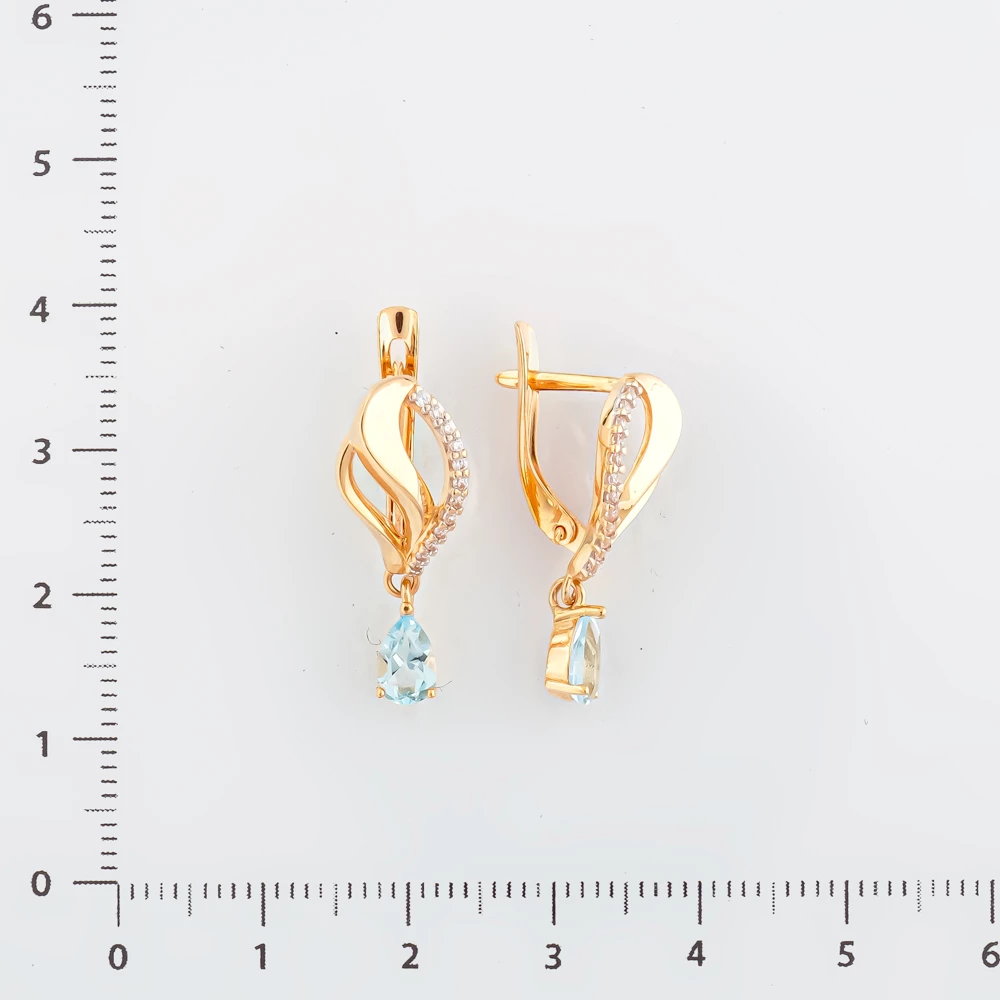 Серьги с топазом из красного золота 585 пробы