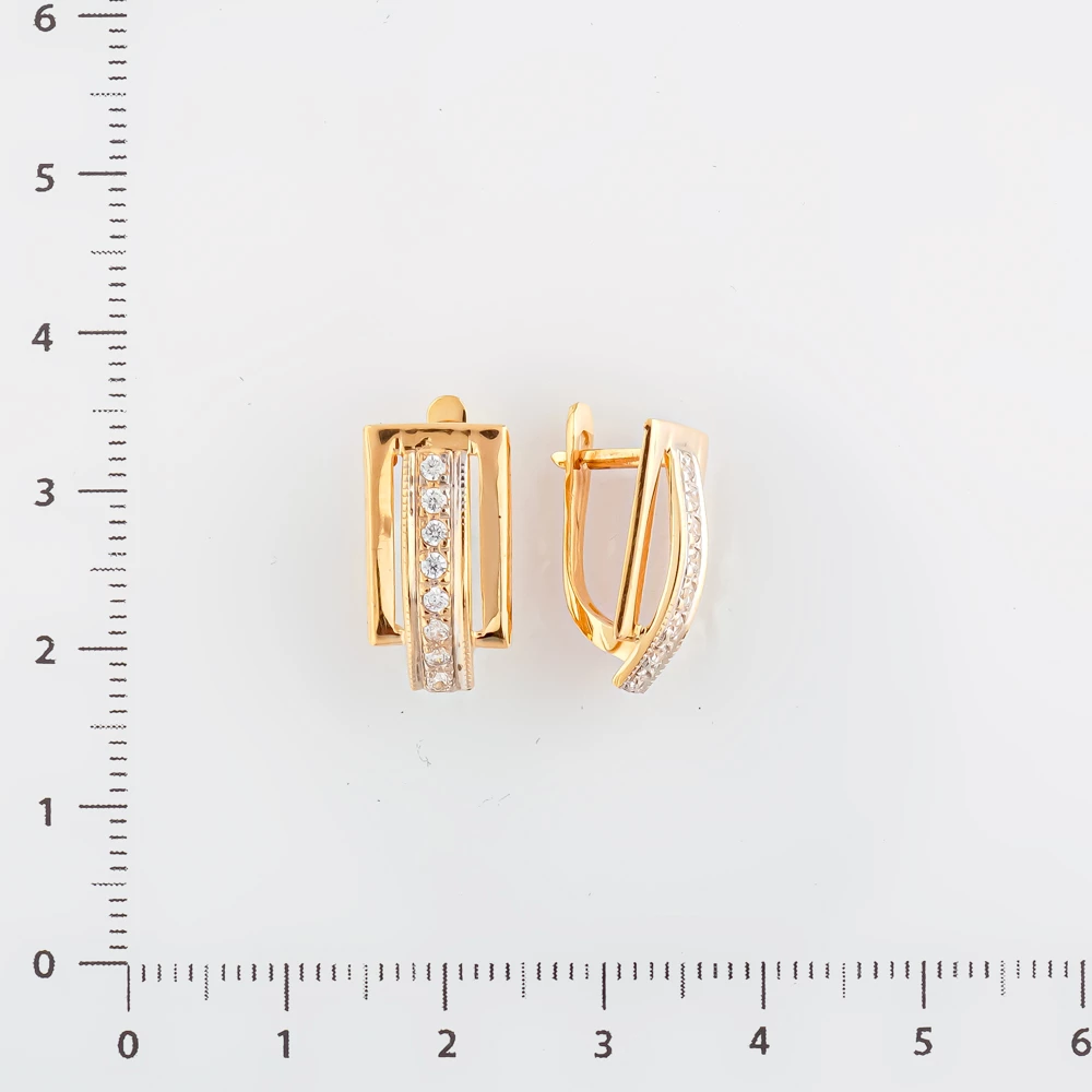 Серьги с фианитом из красного золота 585 пробы