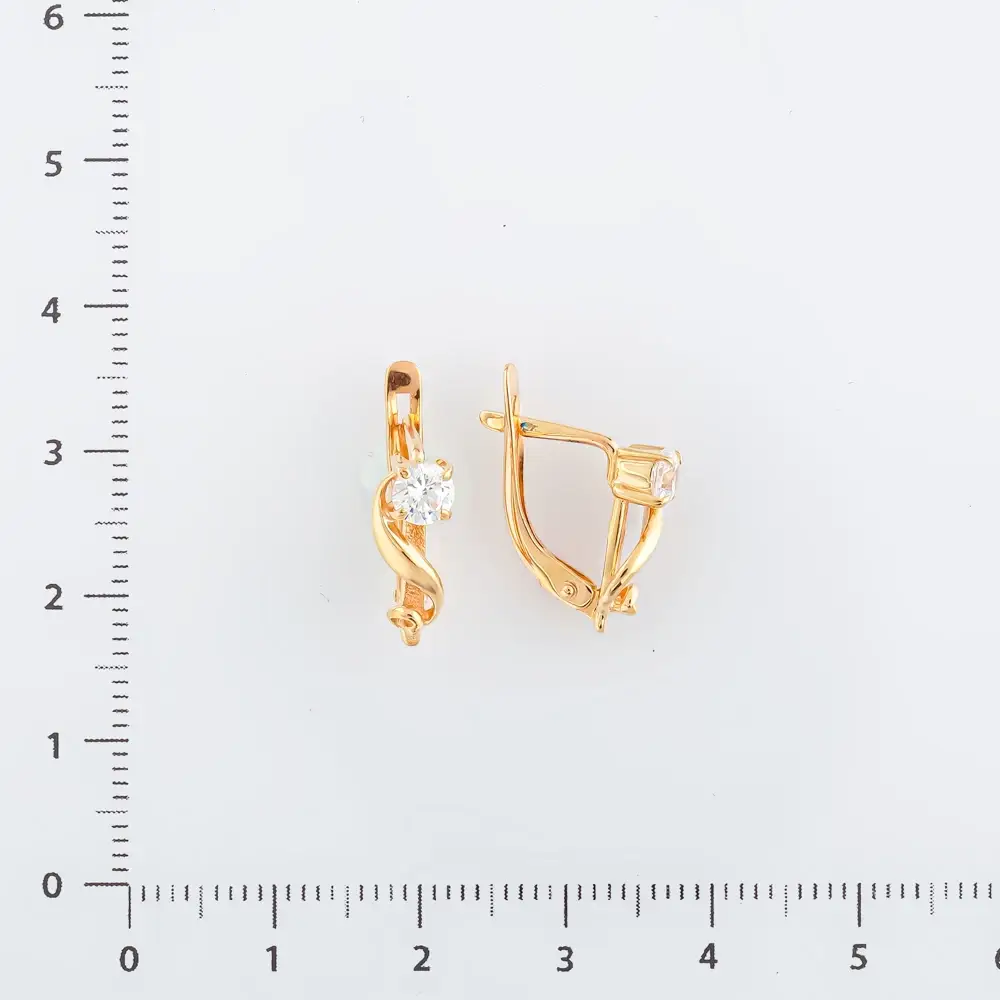 Серьги с фианитом из красного золота 585 пробы 2