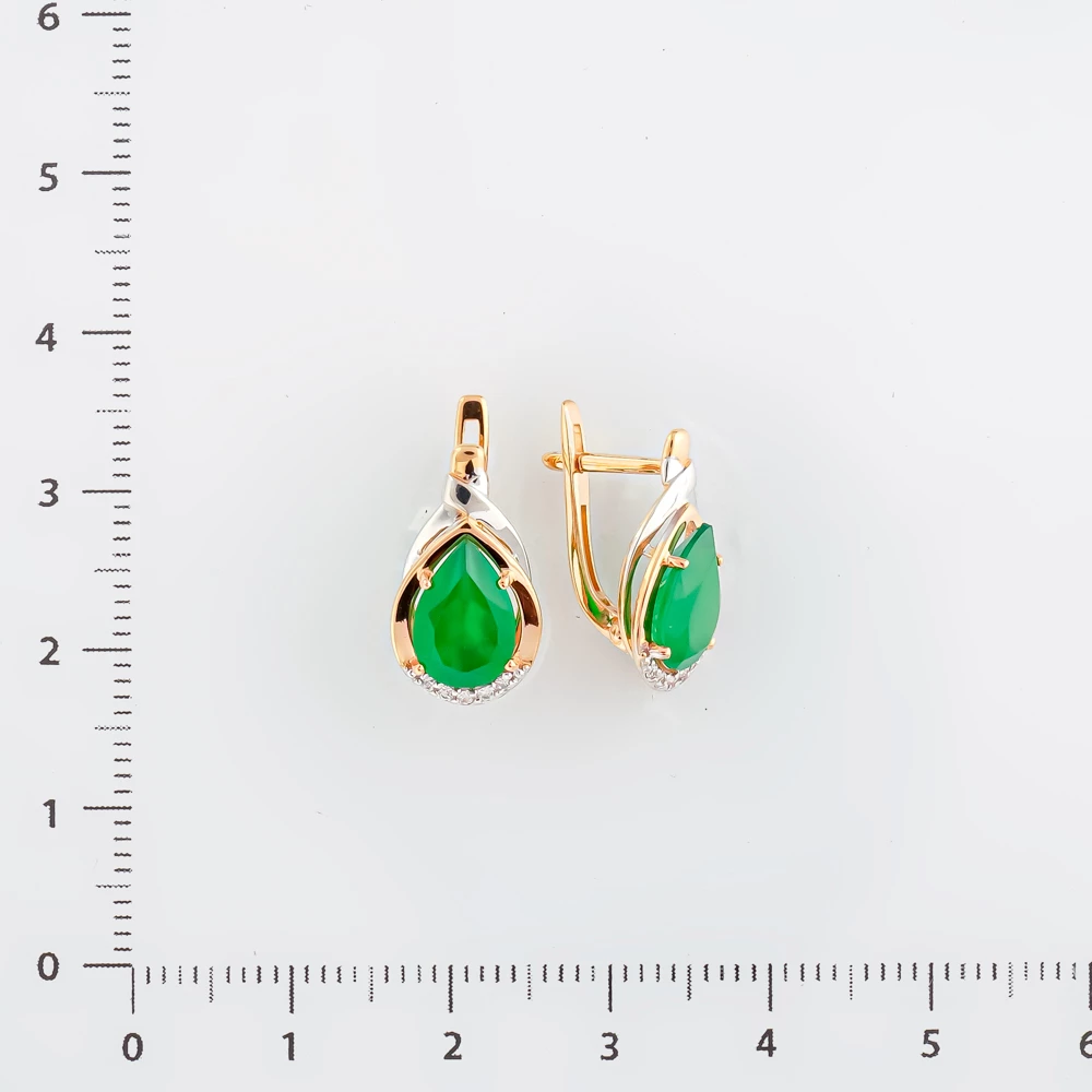 Серьги с агатом из красного золота 585 пробы