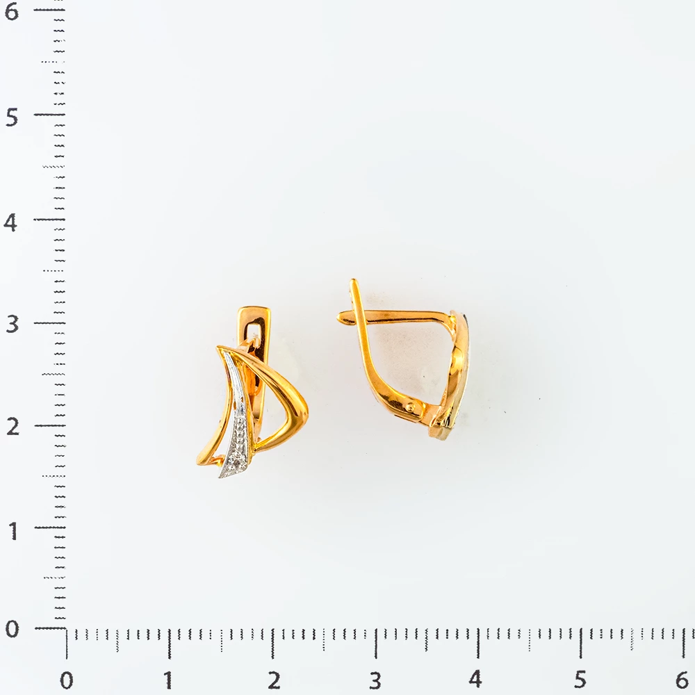 Серьги с фианитом из красного золота 585 пробы