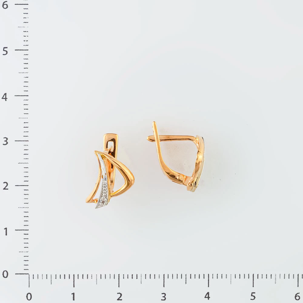 Серьги с фианитом из красного золота 585 пробы