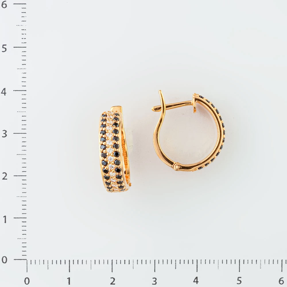 Серьги с фианитом из красного золота 585 пробы