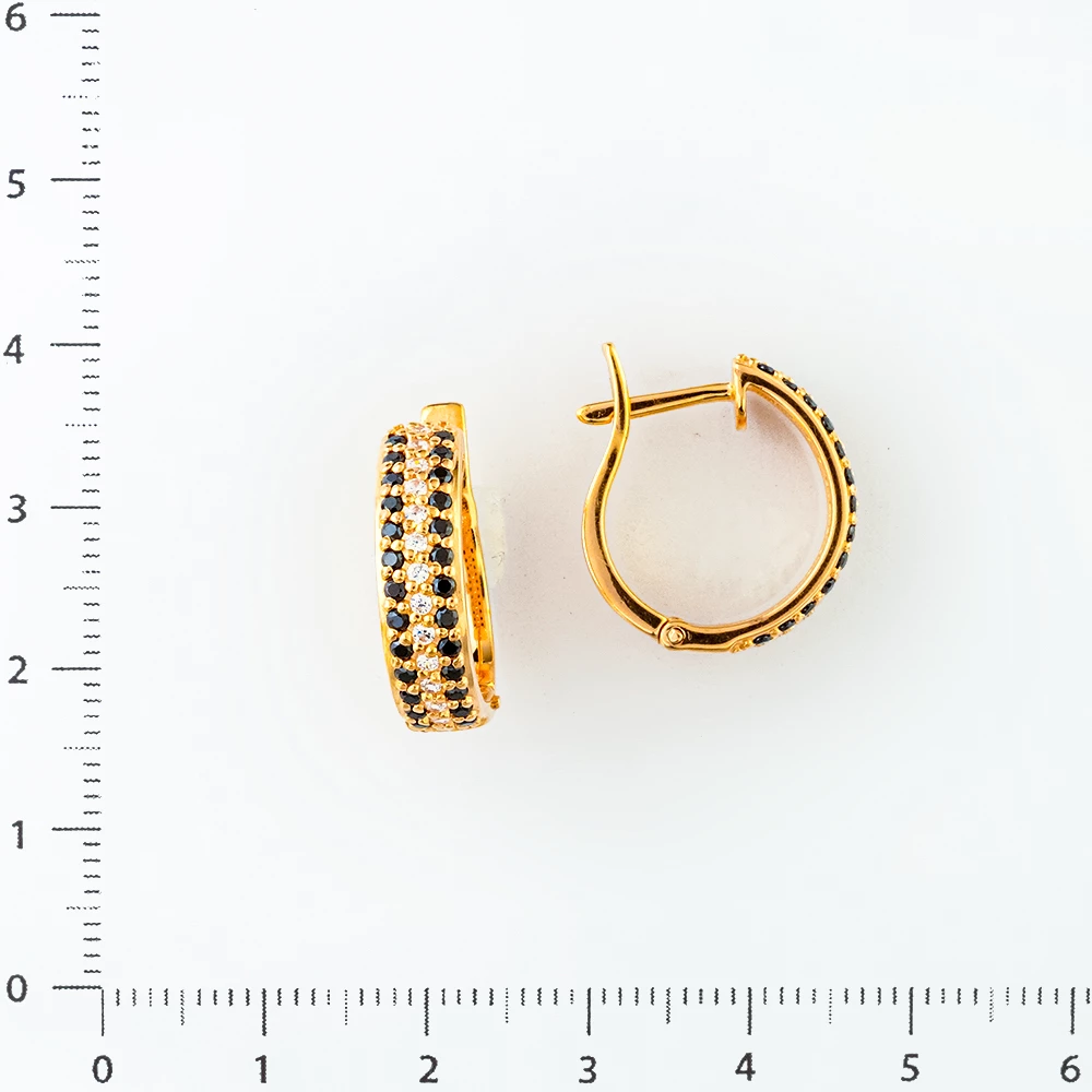 Серьги с фианитом из красного золота 585 пробы