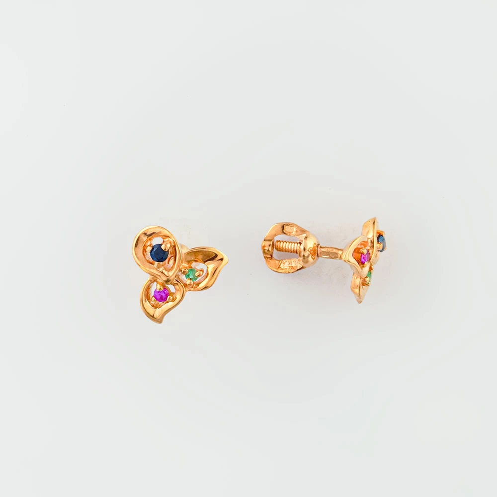 Серьги с изумрудом из красного золота 585 пробы