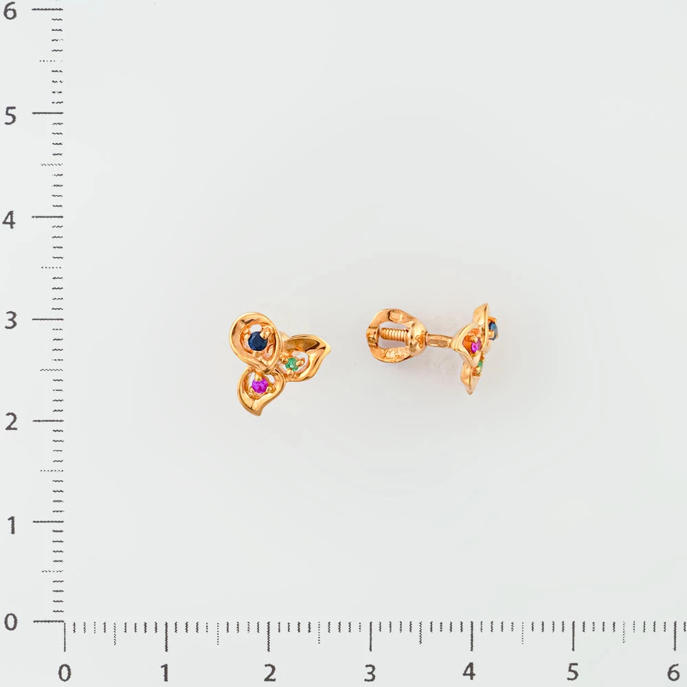 Серьги с изумрудом из красного золота 585 пробы