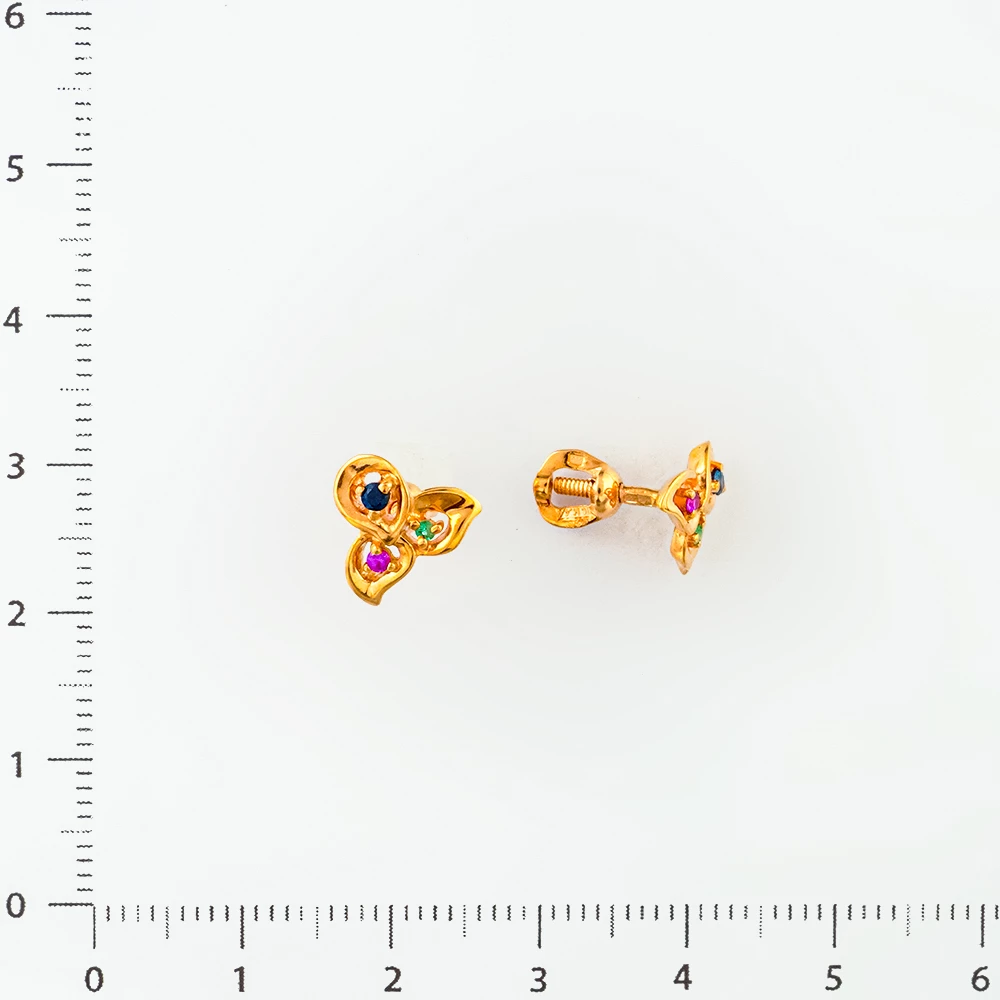 Серьги с изумрудом из красного золота 585 пробы