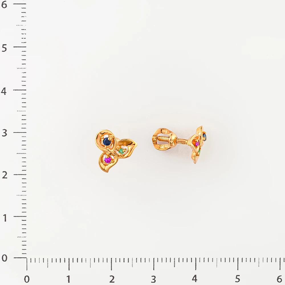 Серьги с изумрудом из красного золота 585 пробы