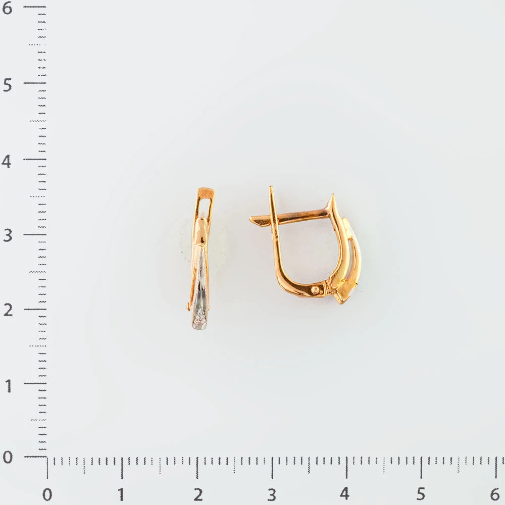Серьги с фианитом из красного золота 585 пробы
