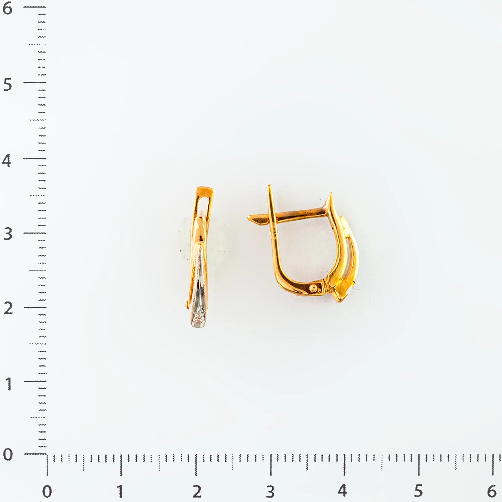 Серьги с фианитом из красного золота 585 пробы