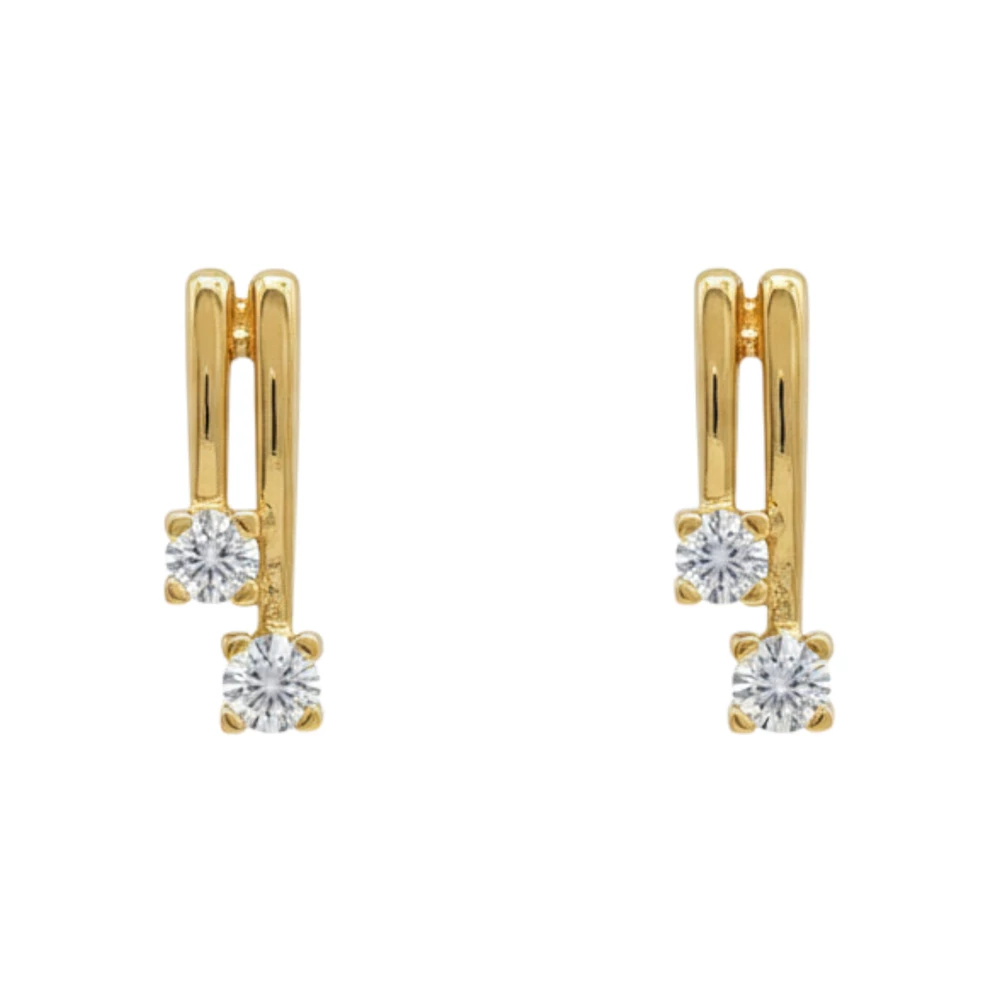 Серьги с фианитом из красного золота 585 пробы