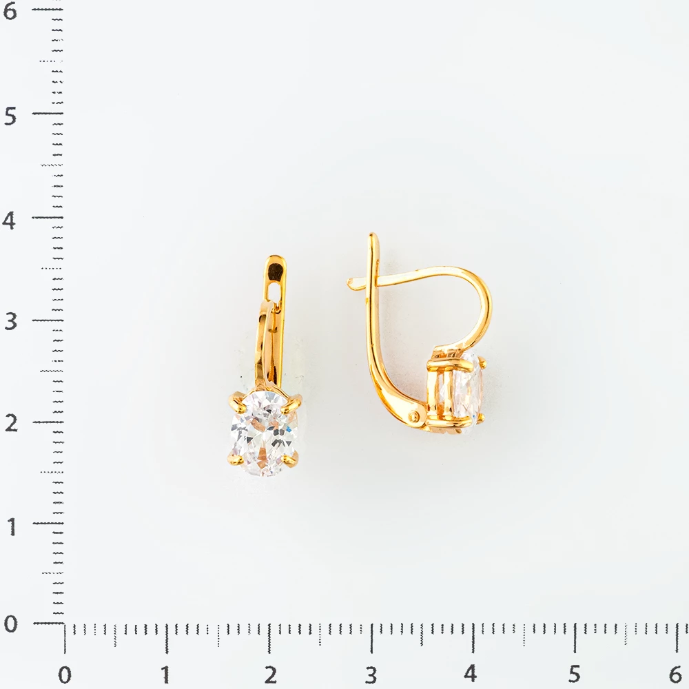 Серьги с фианитом из красного золота 585 пробы