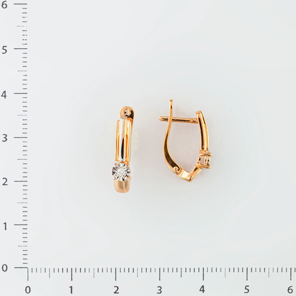 Серьги с бриллиантом из красного золота 585 пробы