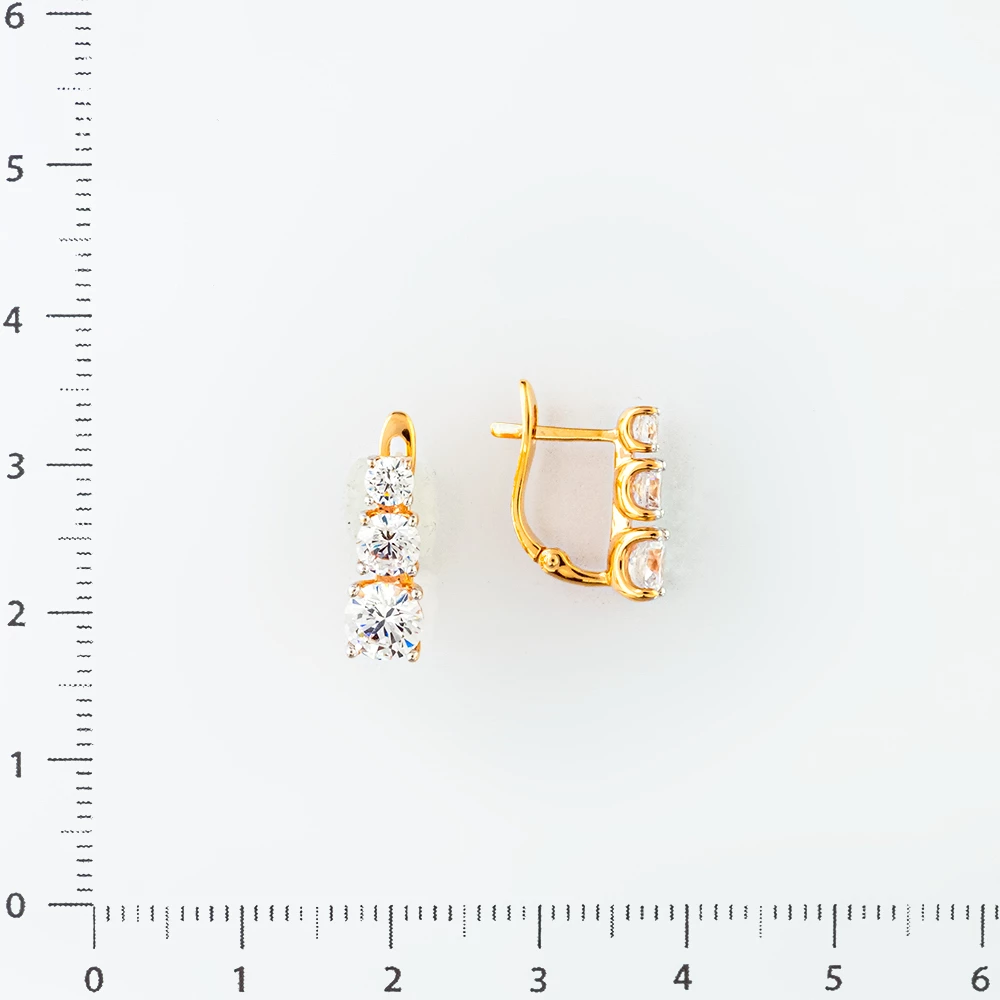 Серьги с фианитом из красного золота 585 пробы