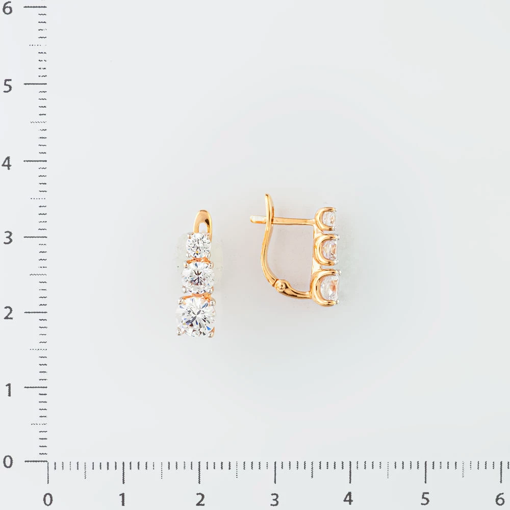 Серьги с фианитом из красного золота 585 пробы