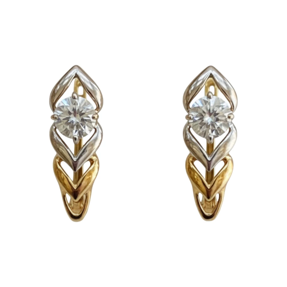 Серьги с фианитом из красного золота 585 пробы