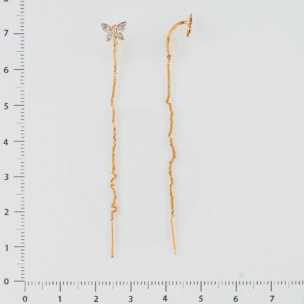 Серьги с бриллиантом из красного золота 585 пробы