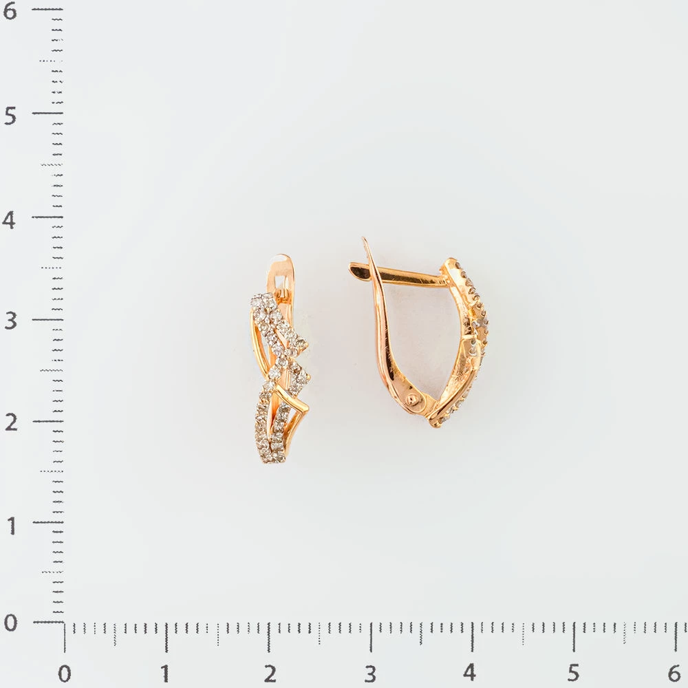 Серьги с бриллиантом из красного золота 585 пробы