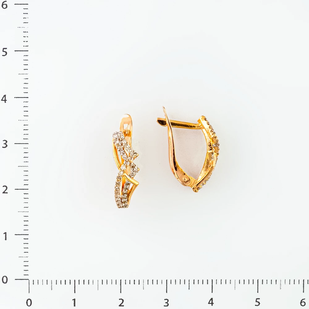 Серьги с бриллиантом из красного золота 585 пробы