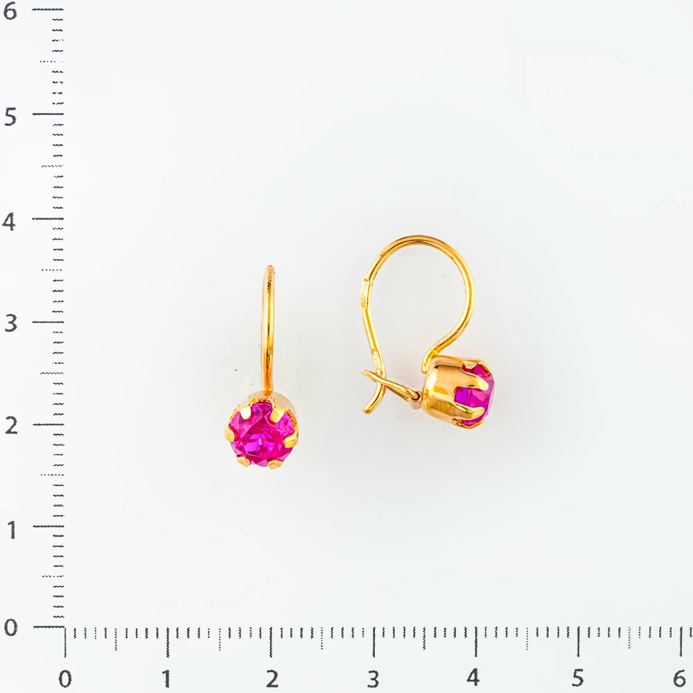 Серьги с фианитом из красного золота 585 пробы