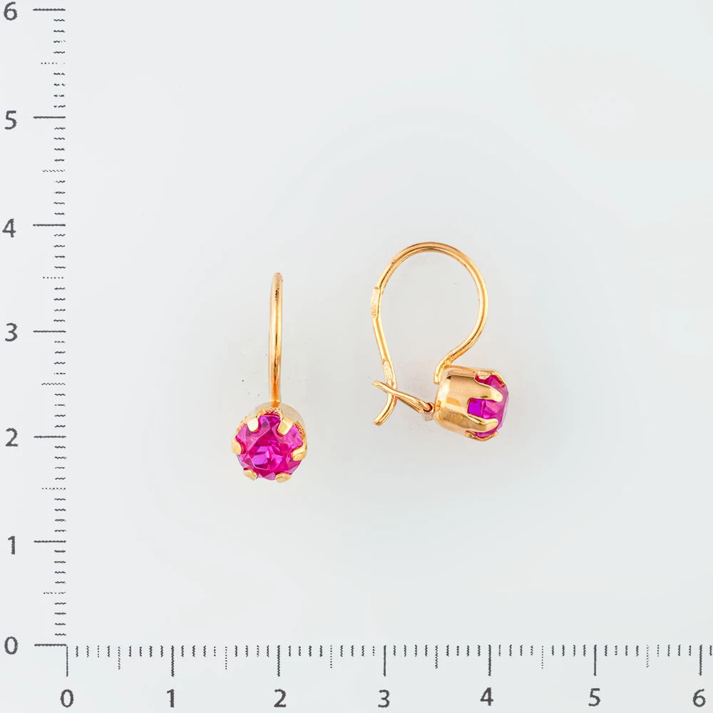 Серьги с фианитом из красного золота 585 пробы