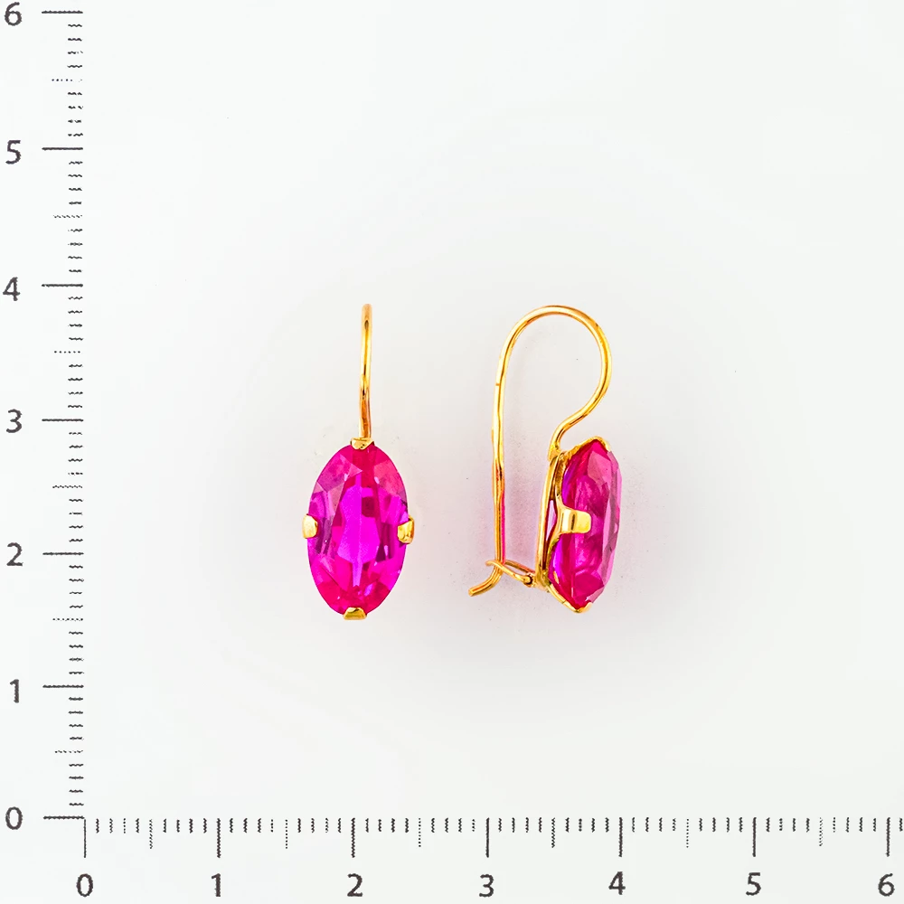 Серьги с фианитом из красного золота 583 пробы