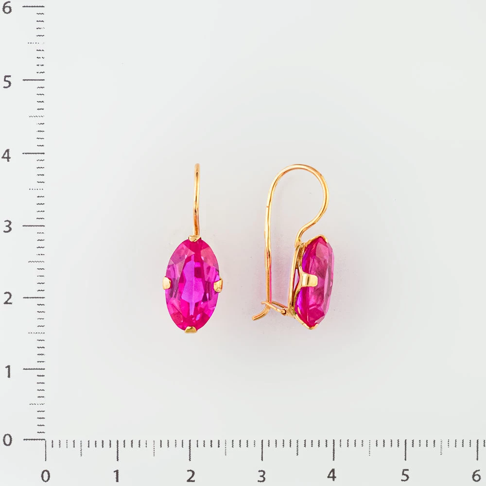 Серьги с фианитом из красного золота 583 пробы
