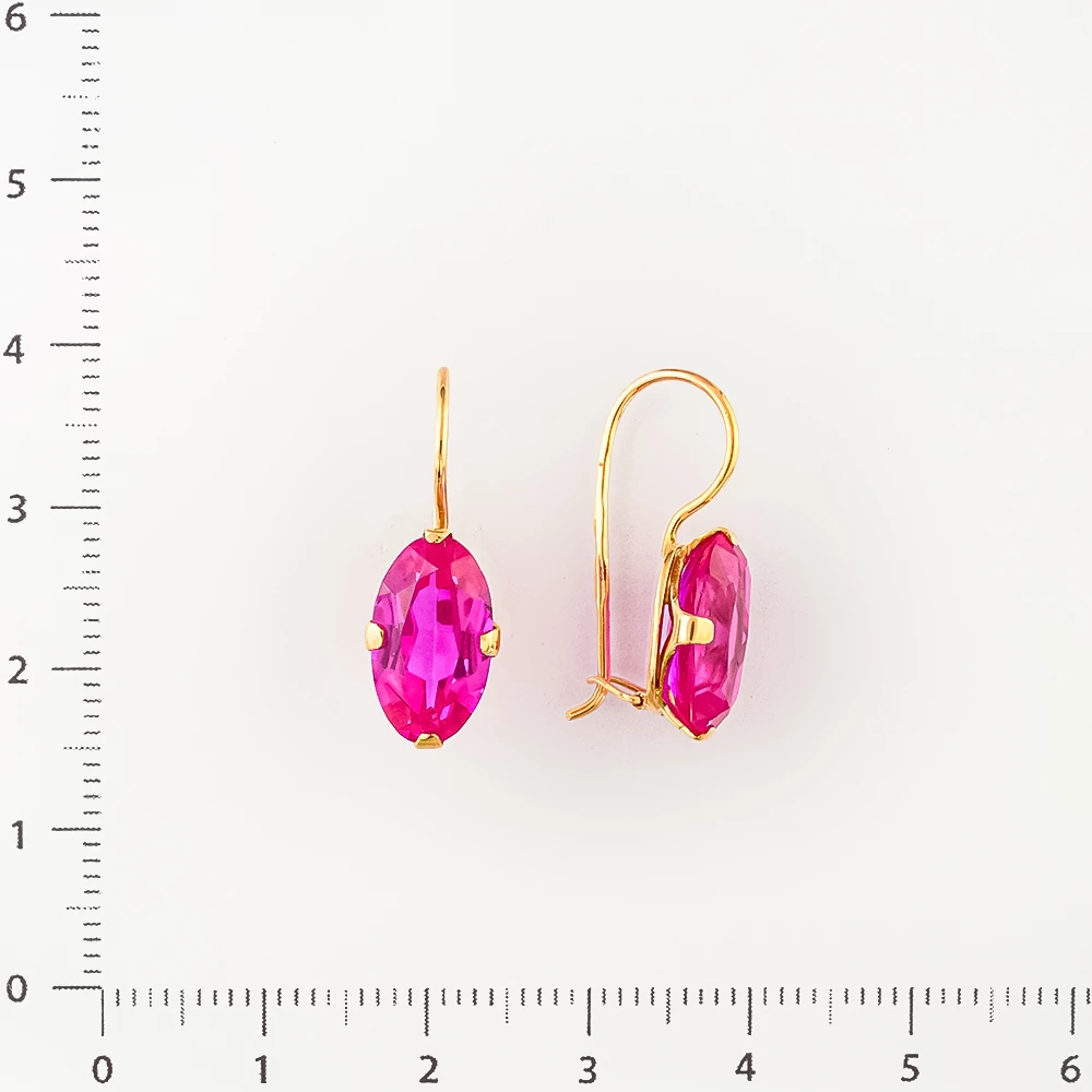 Серьги с фианитом из красного золота 583 пробы