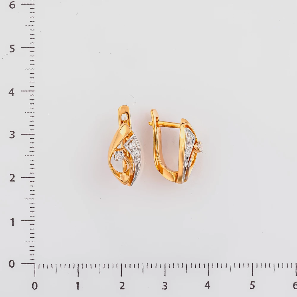 Серьги с фианитом из красного золота 585 пробы