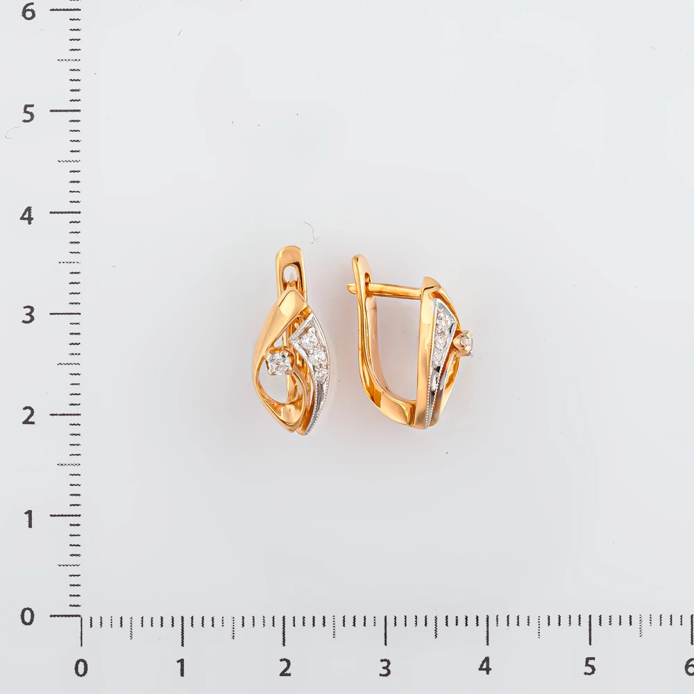 Серьги с фианитом из красного золота 585 пробы