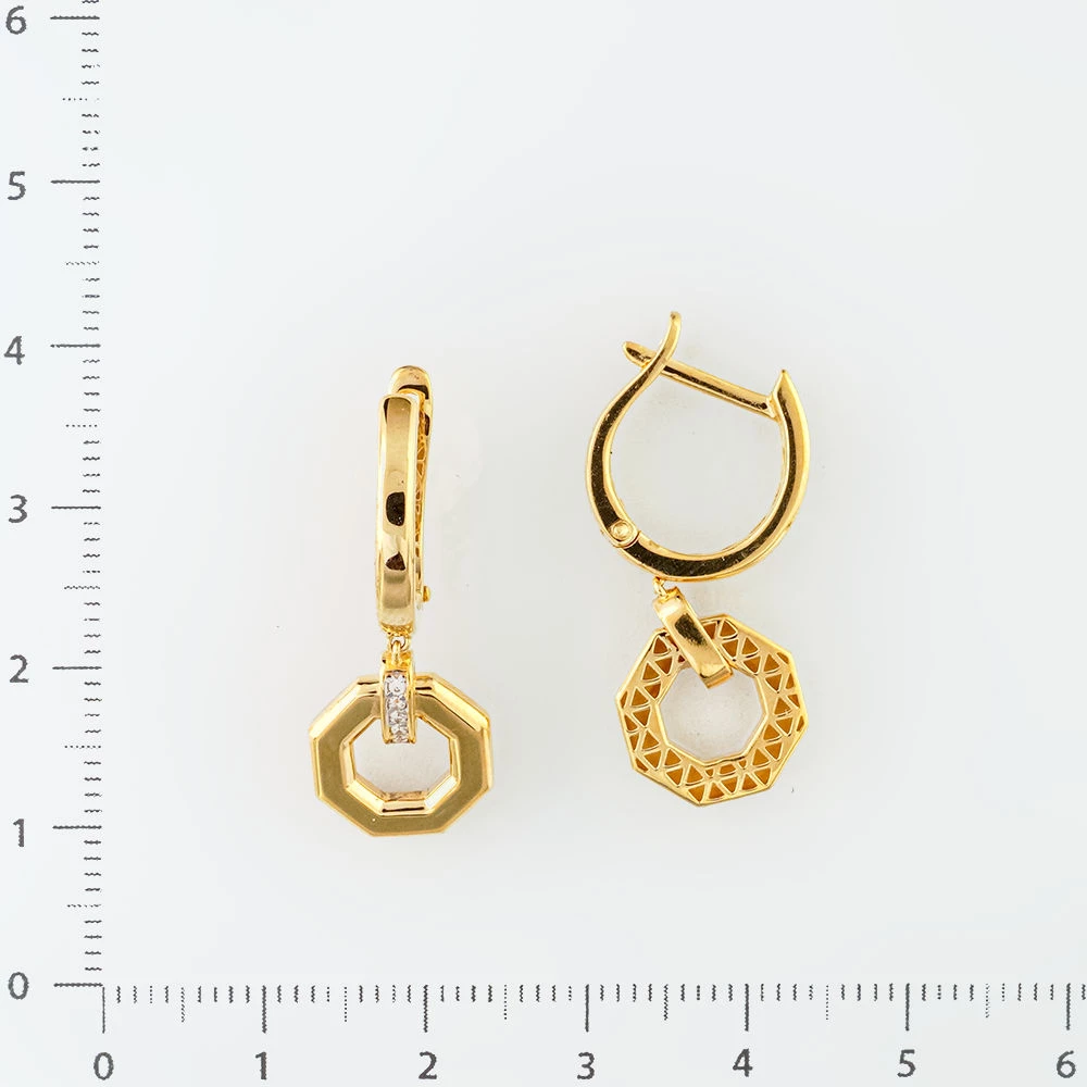 Серьги с фианитом из желтого золота 585 пробы