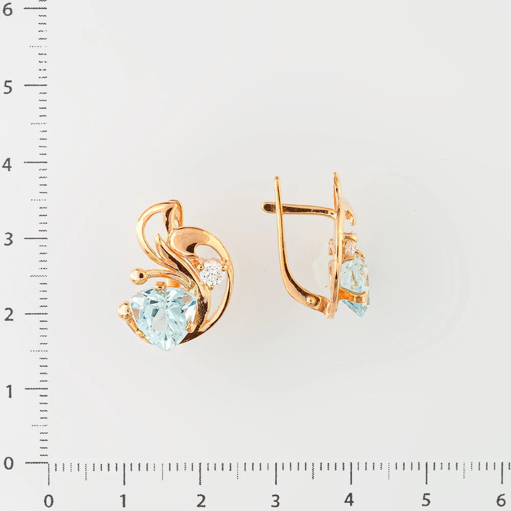 Серьги с топазом из красного золота 585 пробы