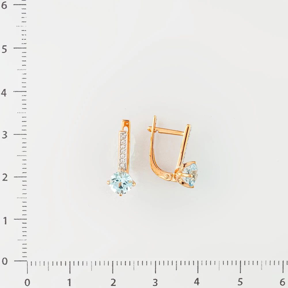 Серьги с топазом из красного золота 585 пробы