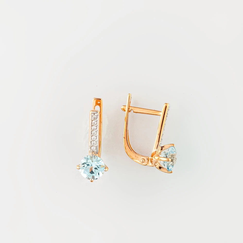 Серьги с топазом из красного золота 585 пробы