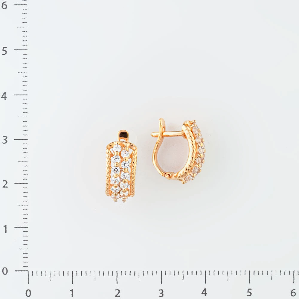 Серьги с фианитом из красного золота 585 пробы