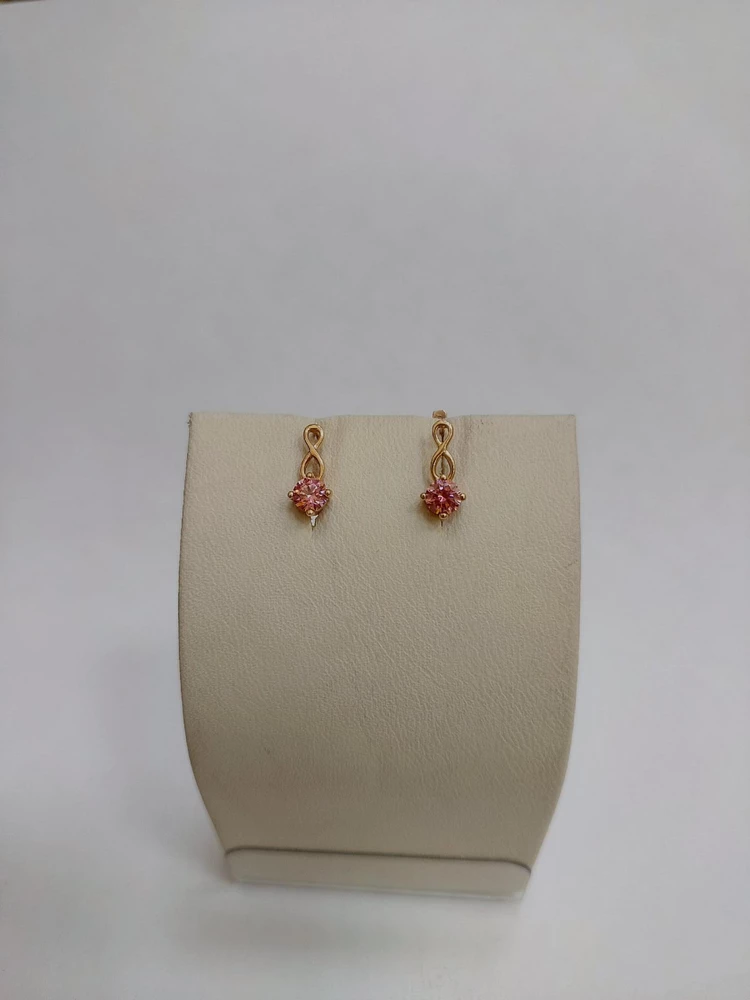 Серьги с фианитом из красного золота 585 пробы