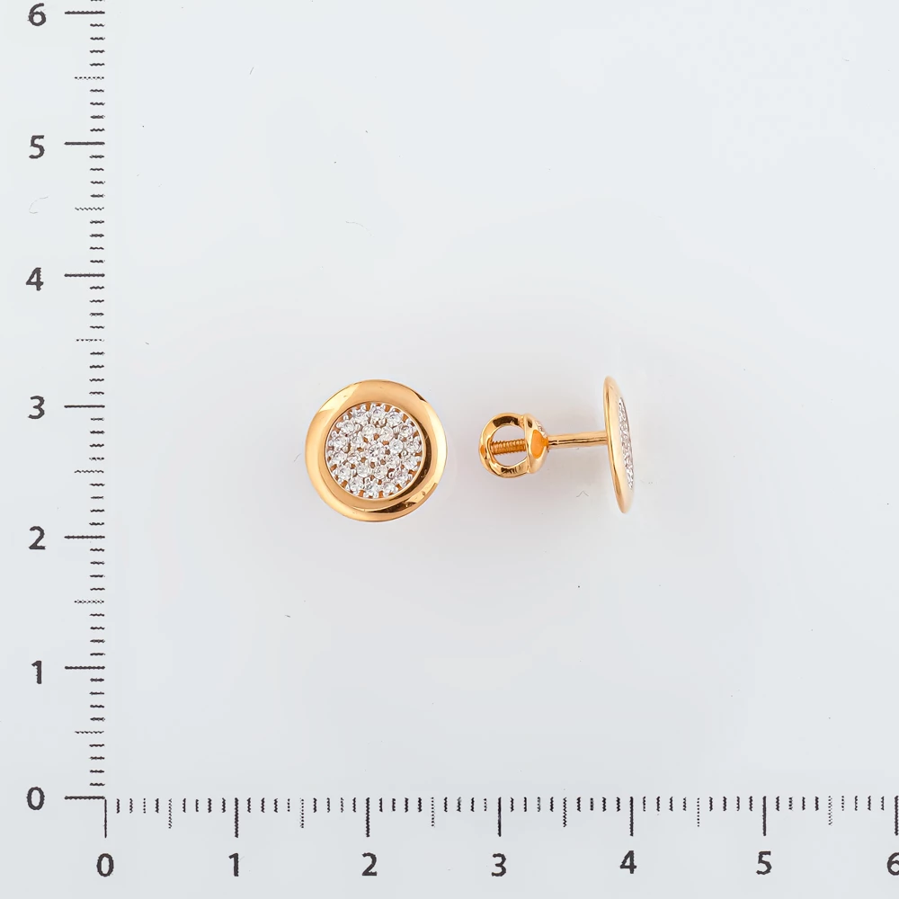 Серьги с фианитом из красного золота 585 пробы