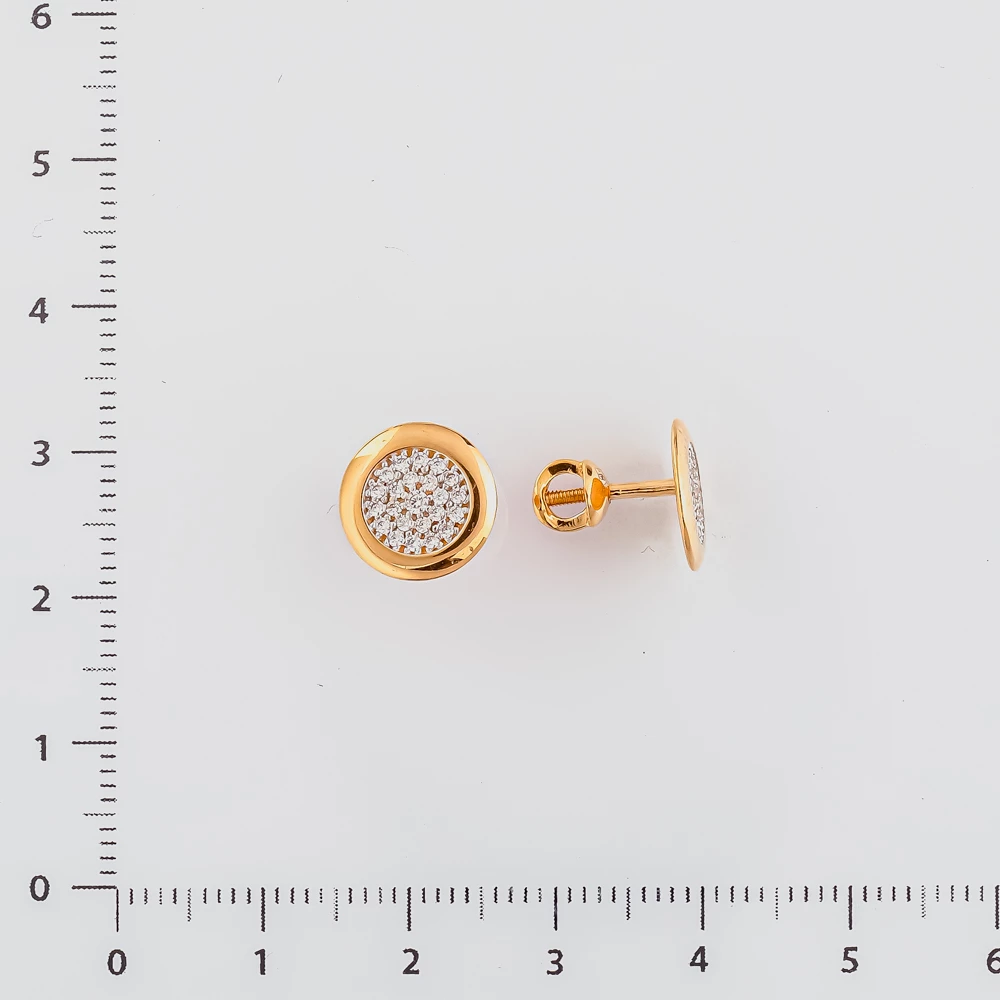 Серьги с фианитом из красного золота 585 пробы